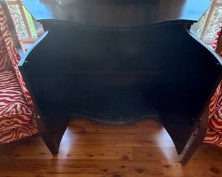 Black Painted Chinoiserie Bombe Cabinet