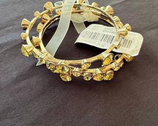 Vintage Gold-Tone Rhinestone Spike Bangle Bracelet