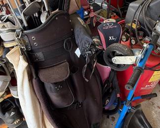 Mixed Set of Vintage Golf Clubs and Carry Bags