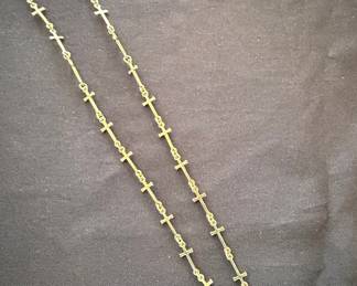 14k Yellow Gold Cross Station Necklace