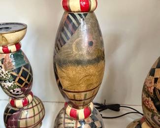 Bombay Company Hand-Painted Wooden Candle Holders
