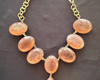 Peach and Amber Faceted Resin Statement Necklace