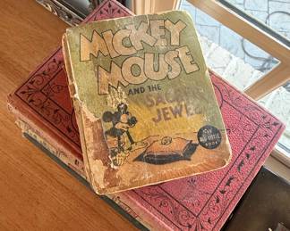 Vintage Mickey Mouse Big Little Book Collection with Assorted Antique Hardcovers