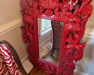 Howard Elliott Collection Glossy Red Wall Mirror