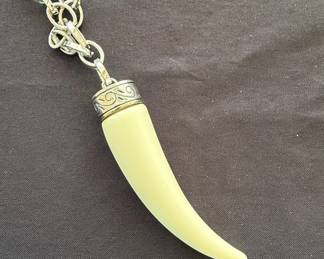 Vintage "Tusk" Pendant Necklace with Sterling Silver Cap