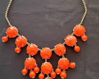 J. Crew Orange Bubble Bead Statement Bib Necklace