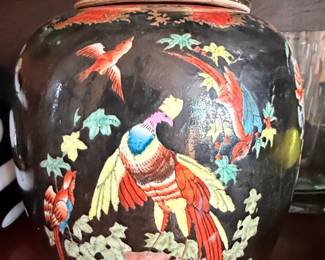 Vintage Japanese Satsuma Style Ginger Jar with Pheasants