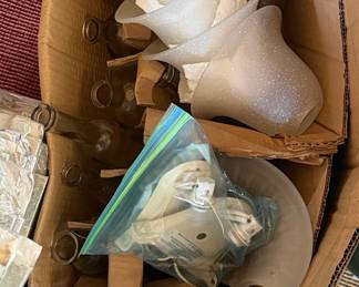 Lot of Replacement Frosted Glass Lamp Shades and Parts