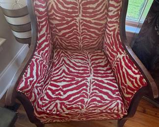 Vintage Zebra Print Wingback Armchair