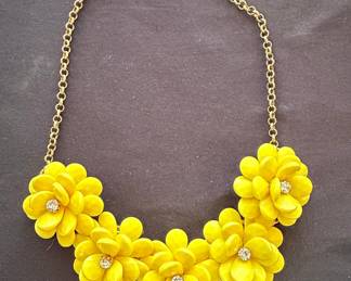 J. Crew Yellow Resin Flower Statement Necklace