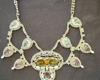 Vintage Multi-Colored Rhinestone Statement Necklace