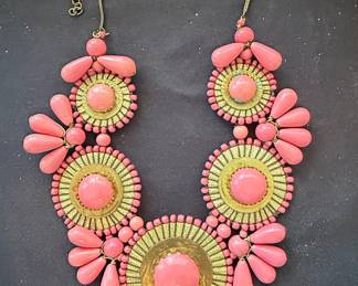 Pink Coral Orange Statement Necklace