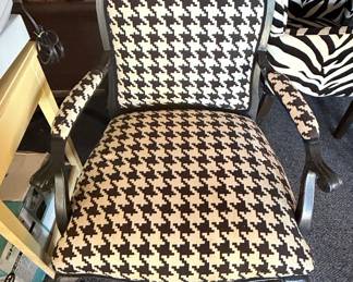 Louis XV Style Ebonized Armchair with Houndstooth Upholstery