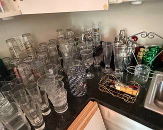 Assorted Beer Glasses and Barware Collection