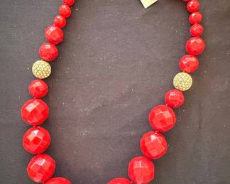 Kate Spade New York Red Faceted Bead Statement Necklace