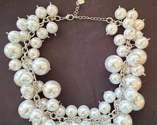 Kenneth Jay Lane (KJL) Faux Pearl Cluster Statement Necklace