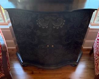 Black Painted Chinoiserie Bombe Cabinet