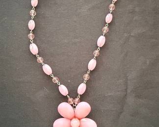 Vintage Pink Flower Necklace