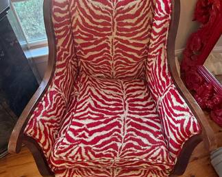 Vintage Zebra Print Upholstered Bergère Chair