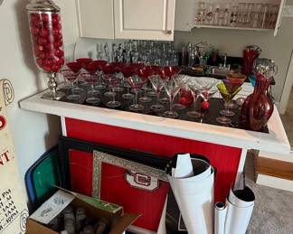 Collection of Ruby Red Glass Stemware and Barware