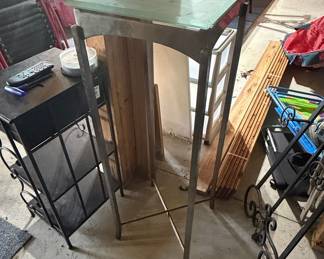 Modernist Steel and Glass Plant Stand