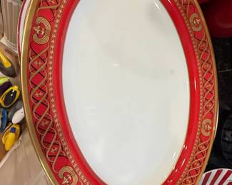 Puls Czech Fuchsia Gold Encrusted Porcelain Oval Serving Platter