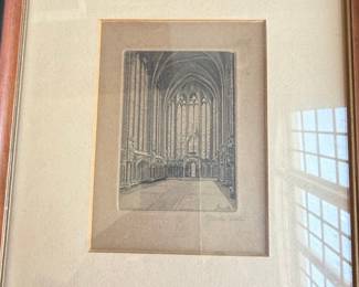 Henri Le Riche Cathedral Interior Etching