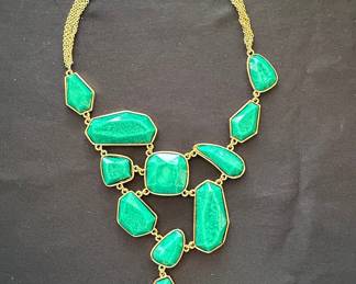 Amrita Singh Gold Tone Green Geometric Statement Necklace