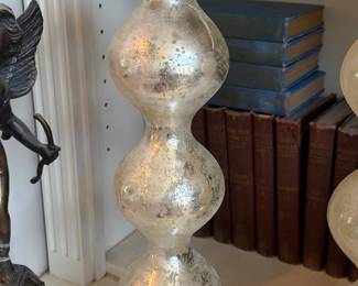 Mercury Glass Triple-Globe Pillar Candle Holder