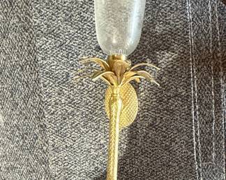 Vintage Brass Pineapple Candle Sconce with Glass Hurricane Shade