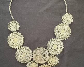 Stella & Dot Medina Silver Tone Medallion Statement Necklace