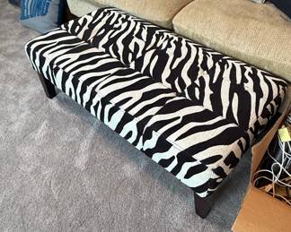 Zebra Print Storage Ottoman Bench