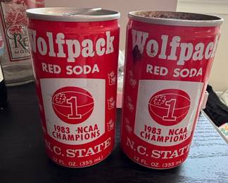 1983 N.C. State Wolfpack Championship Red Soda Cans (Pair)