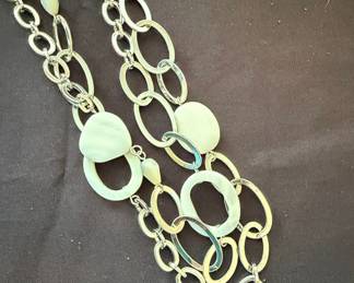 Mother of Pearl and Silver-Tone Link Necklace