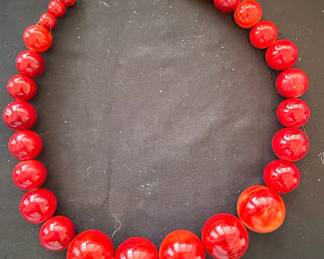 Vintage Red Coral Graduated Bead Necklace