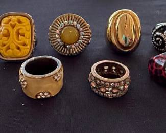 Collection of Eight Assorted Fashion Statement Rings