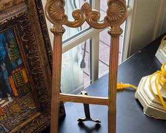 Vintage Ornate Brass Tabletop Display Easel