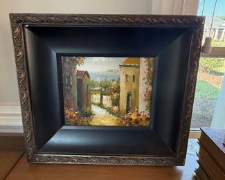 Mediterranean Coastal Village Oil Painting