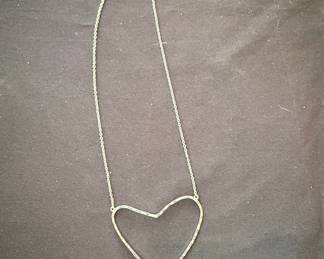 Hammered Sterling Silver Open Heart Necklace