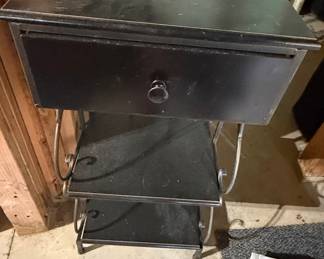 Wrought Iron and Wood Side Table