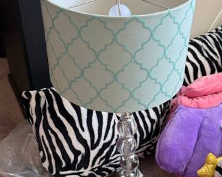 Aqua Quatrefoil Embroidered Table Lamp