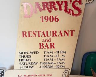 Darryl's 1906 Restaurant and Bar Vintage Sign
