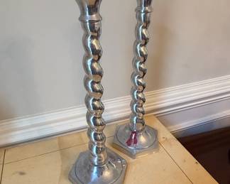Pair of Silver Plated Barley Twist Candlesticks