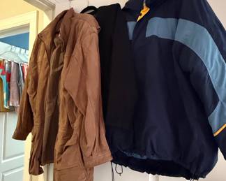 Assorted Vintage Outerwear Lot: Suede Jacket, Black Jacket, Color-Blocked Windbreaker