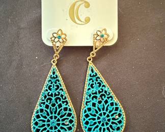 Turquoise Filigree Teardrop Earrings