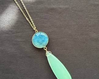 Amazonite and Green Chalcedony Pendant Necklace