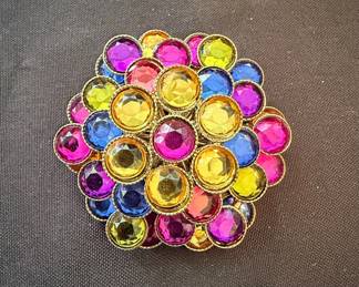 Vintage Multi-Color Rhinestone Cluster Brooch