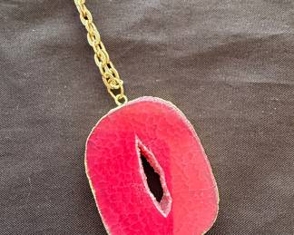 Dyed Agate Geode Slice Pendant Necklace