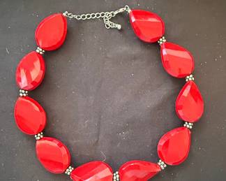 Vintage Red Teardrop Statement Necklace - Lisner