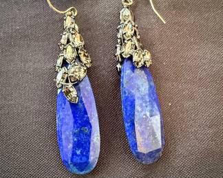 Lapis Lazuli and Crystal Drop Earrings